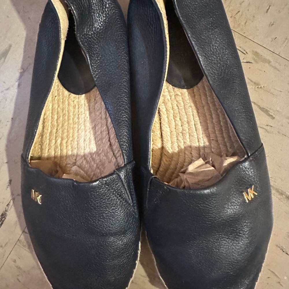 Michael Kors Navy Women's leather Loafers with Gold Accents